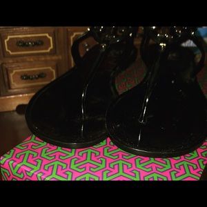 TORY BURCH BLACK LEATHER SANDALS 😍